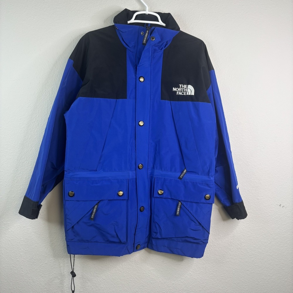 The North Face Gore-Tex Jacket S/M Blue Heavy nylon Zip Mountain Guide Blue